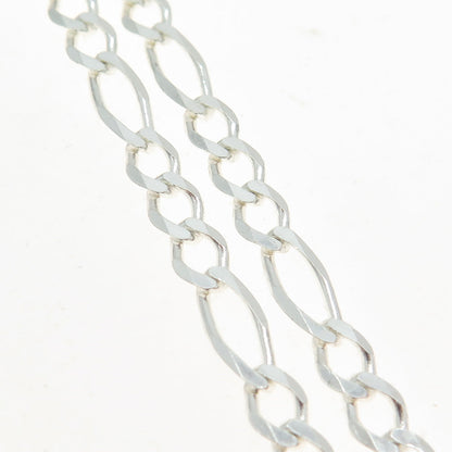 HAN 925 Sterling Silver Italy Figaro Chain Necklace 20"