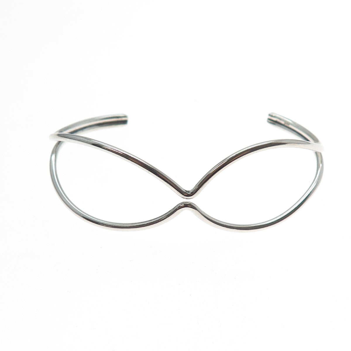 925 Sterling Silver Vintage Modernist Adjustable Cuff Bracelet 6.25"