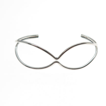 925 Sterling Silver Vintage Modernist Adjustable Cuff Bracelet 6.25"