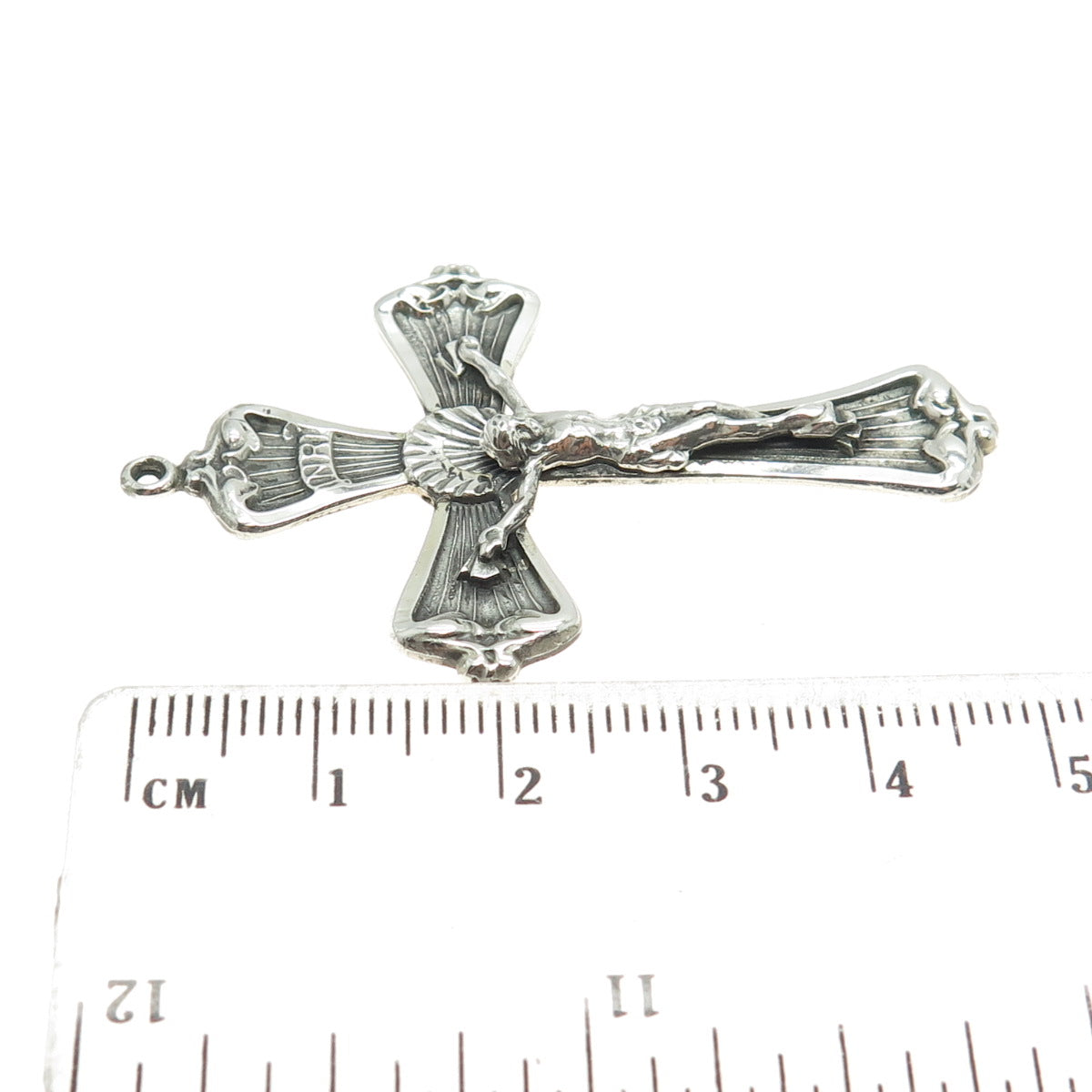 925 Sterling Silver Antique Art Deco Crucifix Cross Religious Pendant