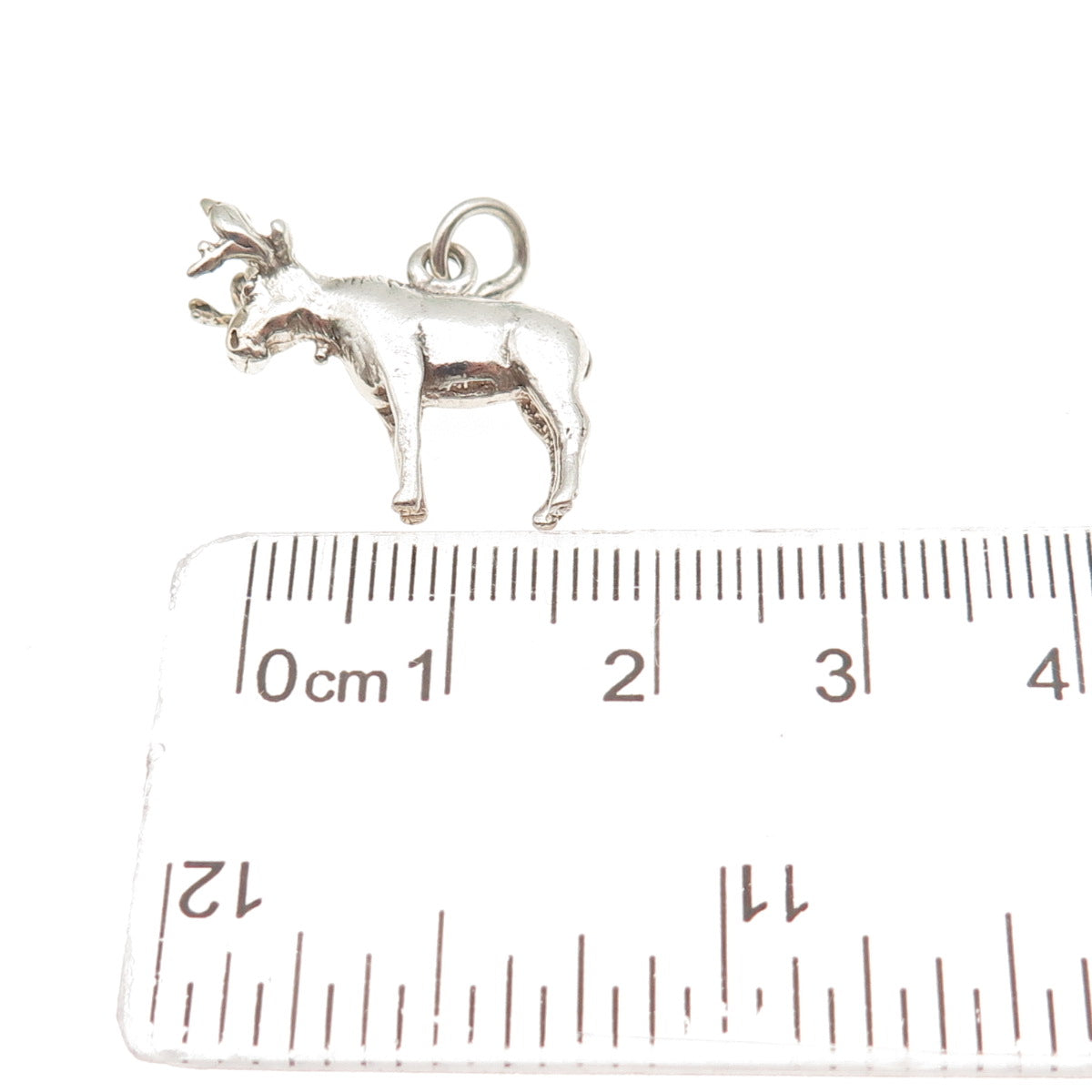 925 Sterling Silver Vintage Moose 3D Mini Charm Pendant