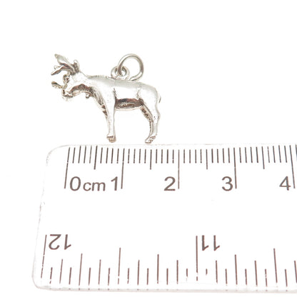 925 Sterling Silver Vintage Moose 3D Mini Charm Pendant