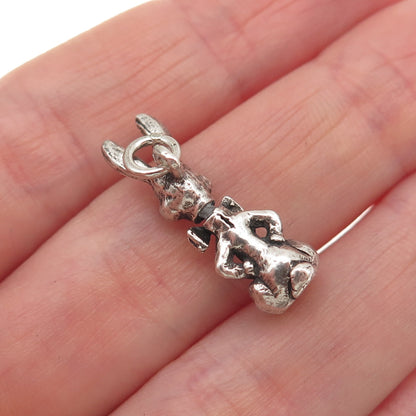 925 Sterling Silver Antique Art Deco Rabbit Movable Mini 3D Charm Pendant