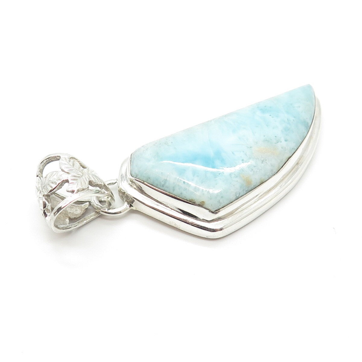 925 Sterling Silver Vintage Real Larimar Gemstone Pendant