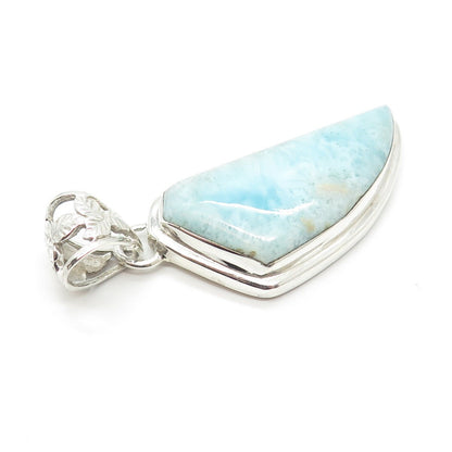 925 Sterling Silver Vintage Real Larimar Gemstone Pendant