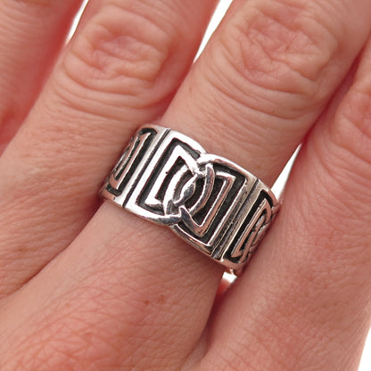 Peter Stone 925 Sterling Silver Vintage Celtic Knot Oxidized Ring Size 7.75