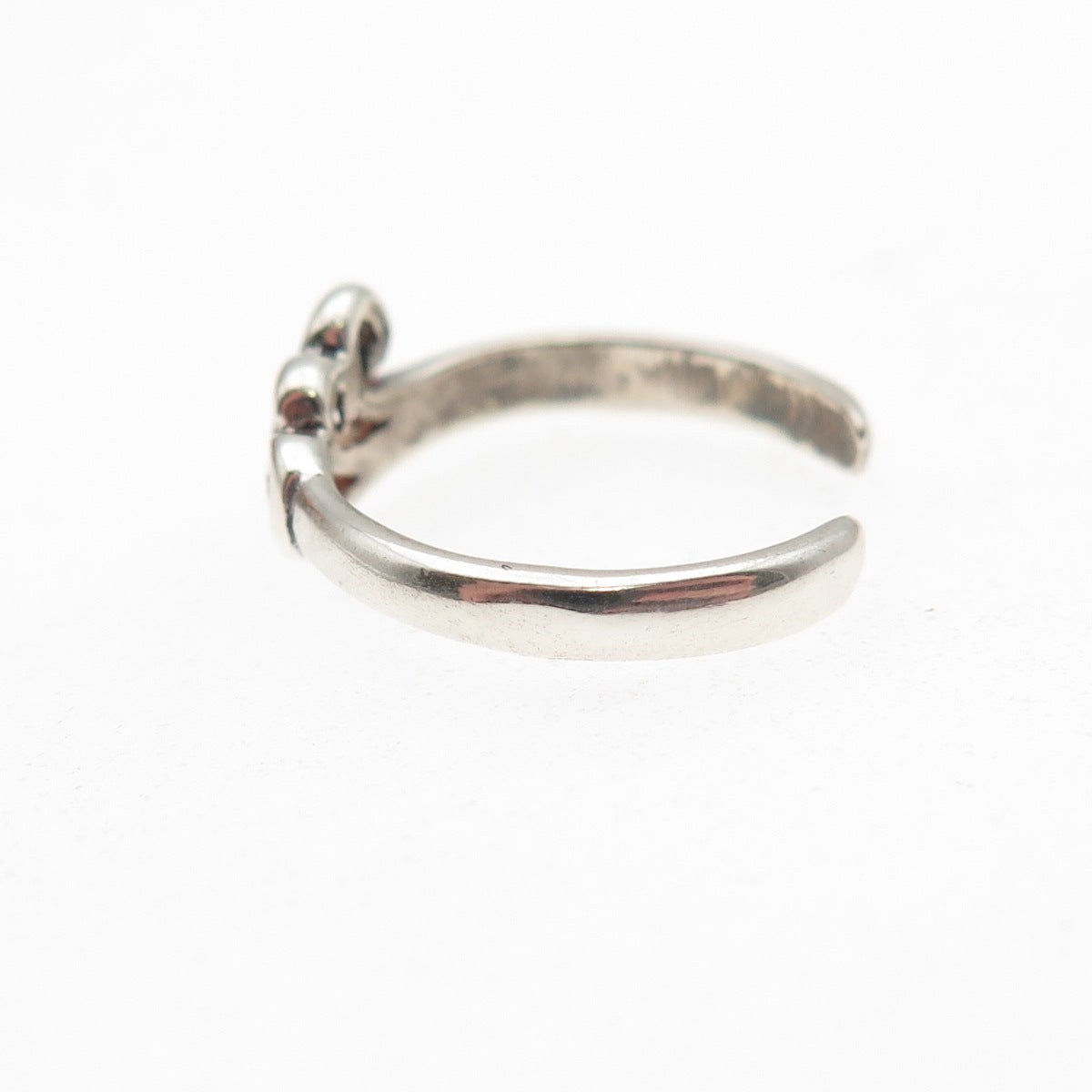 925 Sterling Silver Vintage Wave Oxidized Adjustable Ring Size 2.75