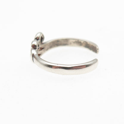 925 Sterling Silver Vintage Wave Oxidized Adjustable Ring Size 2.75