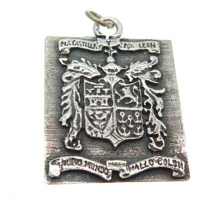 925 Sterling Silver Vintage 1973 Coat of Arms of Columbus Pendant