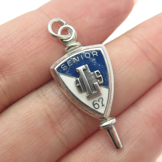 HERFF JONES 925 Sterling Silver Antique Enamel "Senior HLS" Pendant