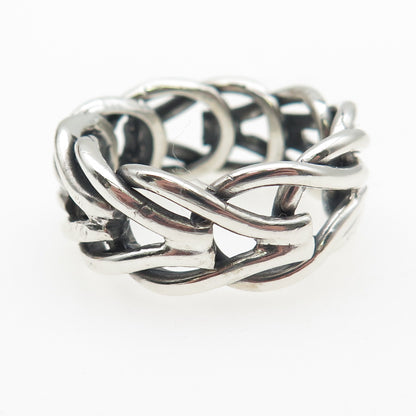 925 Sterling Silver Vintage Interlocked Overlap Band Ring Size 10.5