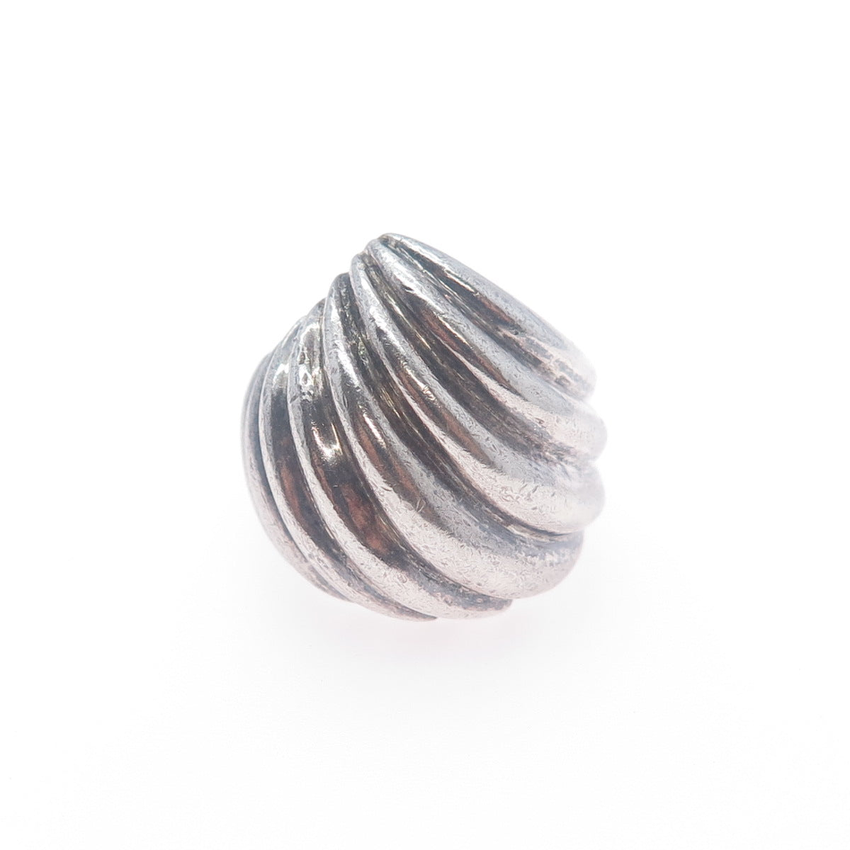 925 Sterling Silver Vintage Modernist Seashell Oxidized Ring Size 6.5