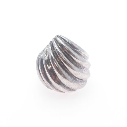 925 Sterling Silver Vintage Modernist Seashell Oxidized Ring Size 6.5