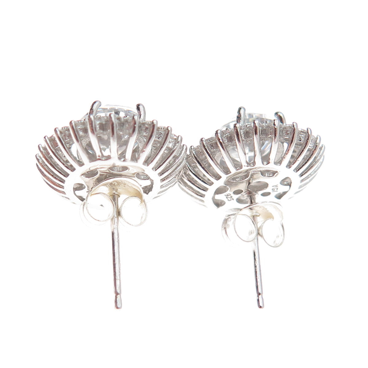 925 Sterling Silver Oval & Round-Cut C Z Sparkle Stud Earrings