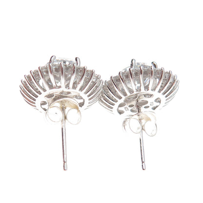 925 Sterling Silver Oval & Round-Cut C Z Sparkle Stud Earrings