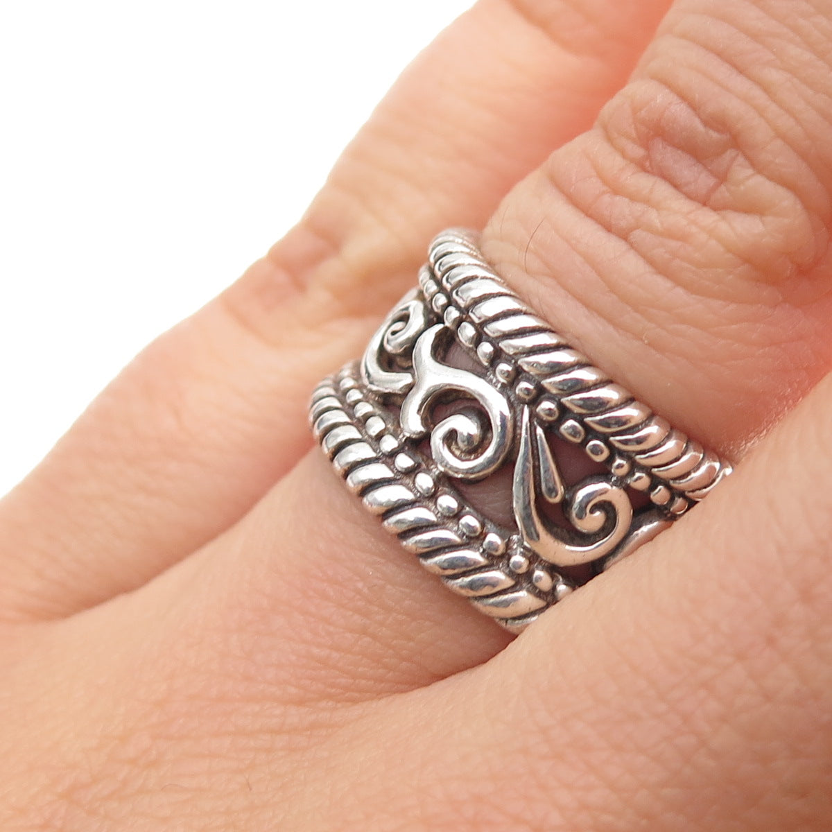BRIGHTON 925 Sterling Silver Vintage Swirl Oxidized Ring Size 6.25