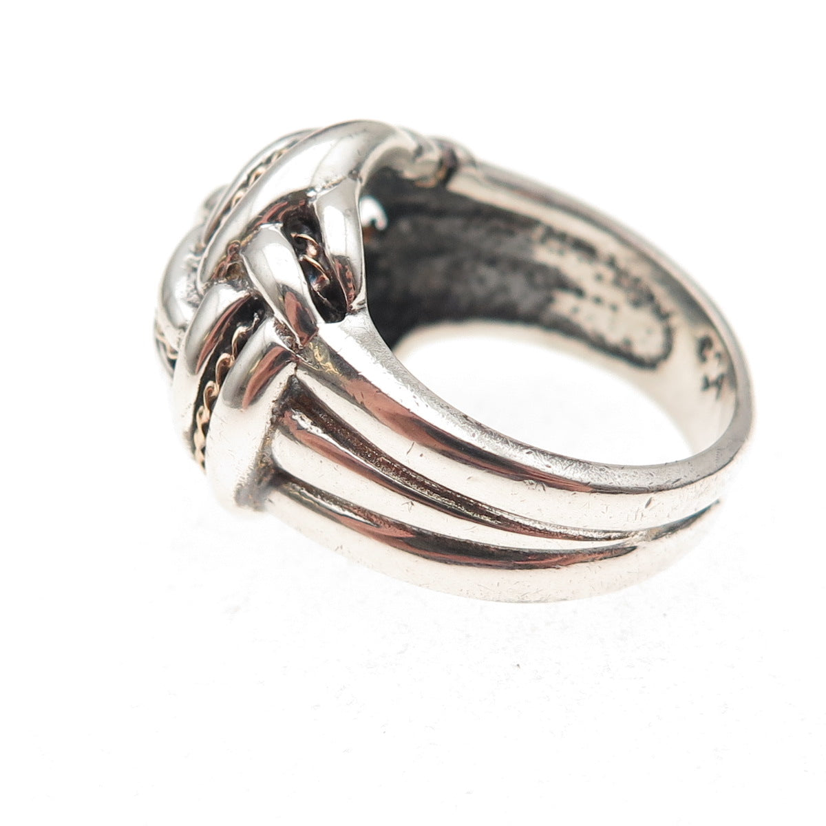 Chateau D’Argent Sterling Silver 2-Tone Vintage Modernist Knot Ring Size 7.25