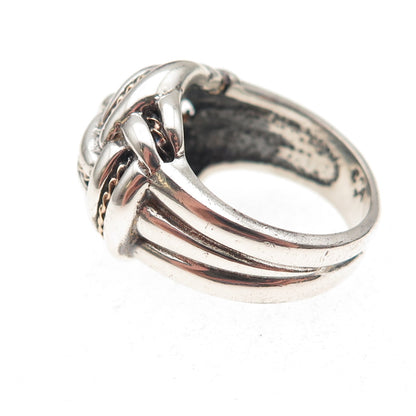 Chateau D’Argent Sterling Silver 2-Tone Vintage Modernist Knot Ring Size 7.25