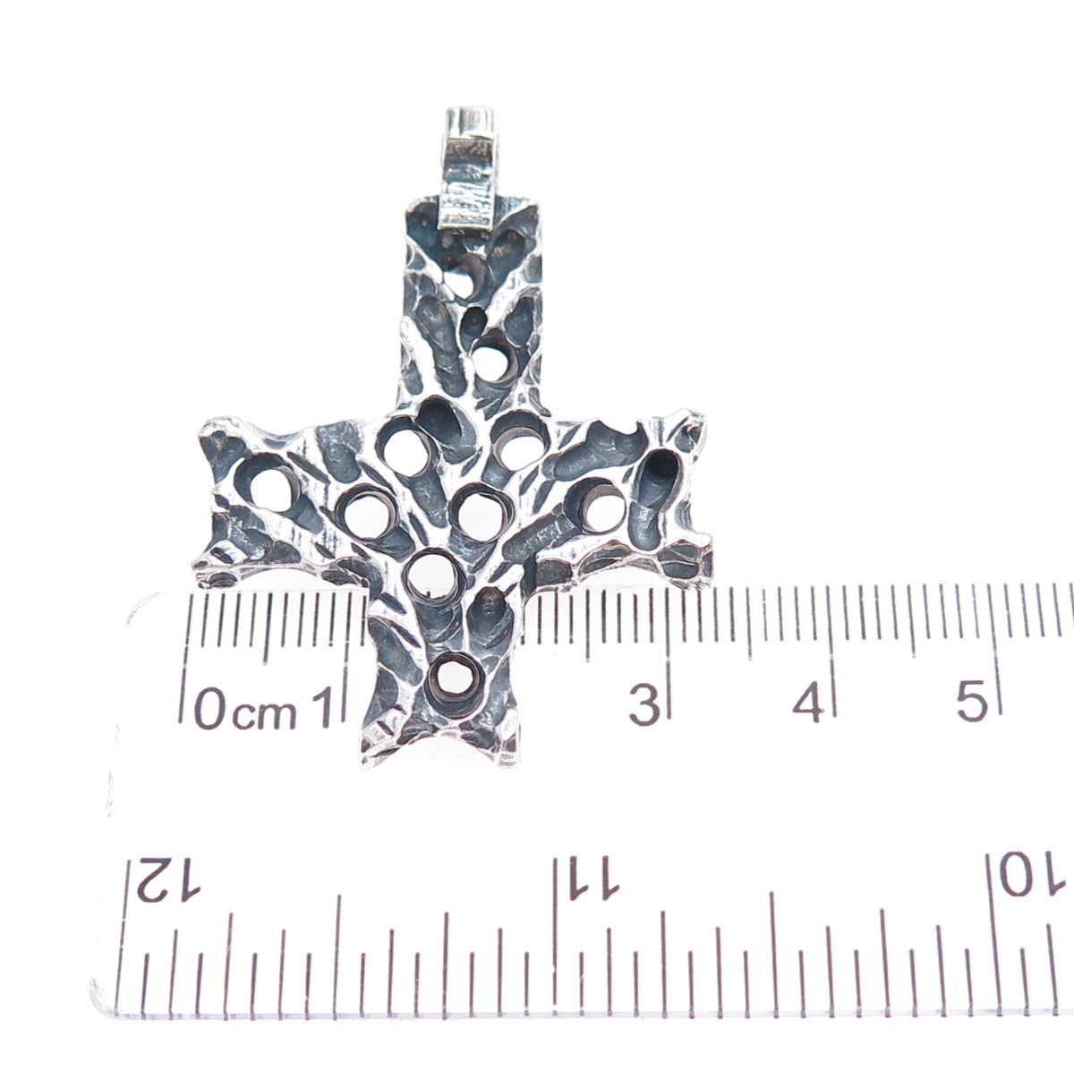 925 Sterling Silver Vintage Modernist Cross Oxidized Charm Pendant