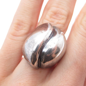 925 Sterling Silver Vintage Modernist Coffee Bean Oxidized Ring Size 6.25