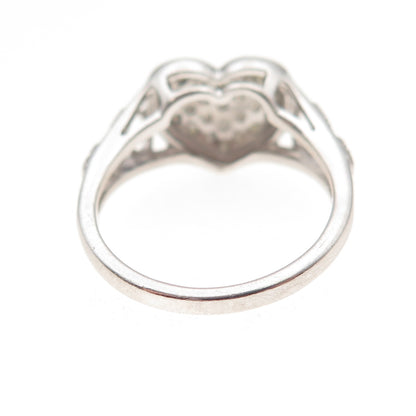 RJ Graziano 925 Sterling Silver Real Round-Cut Diamond Heart Ring Size 6