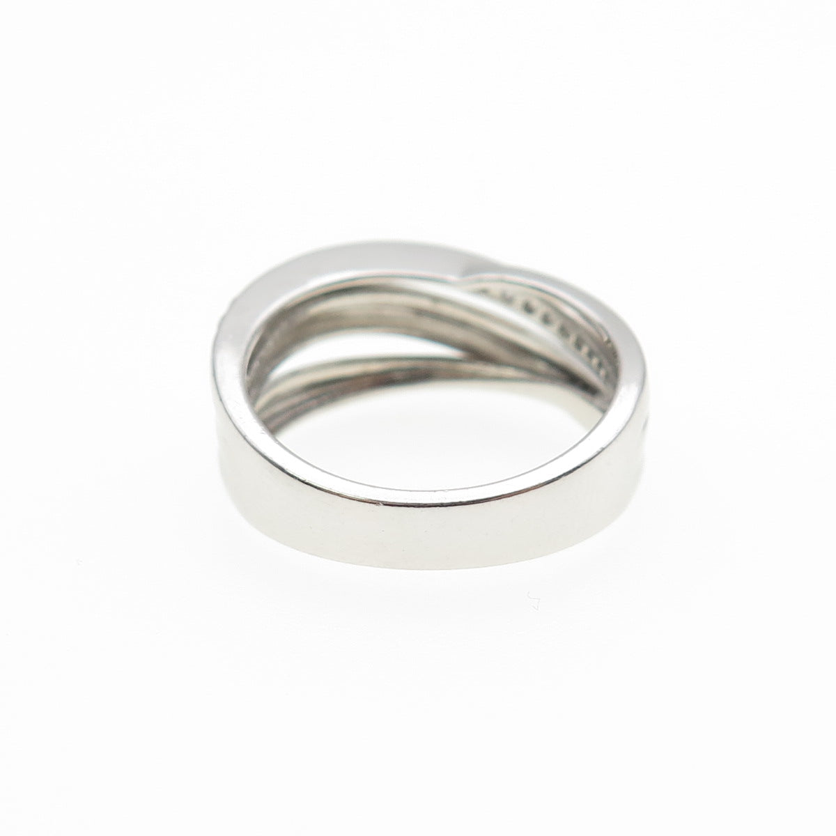 925 Sterling Silver Round-Cut C Z Crisscross Ring Size 6.5