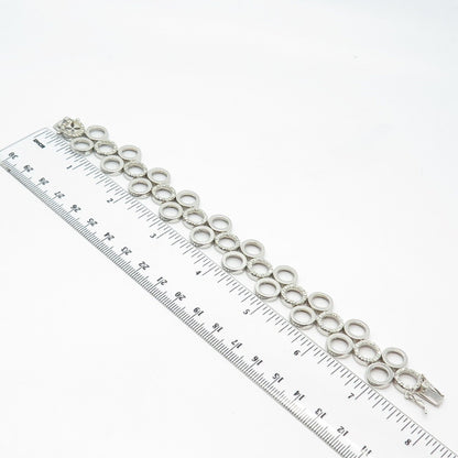 925 Sterling Silver Seta C Z Bubbles Link Bracelet 7.25"