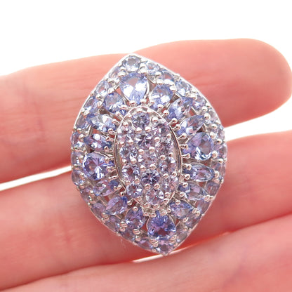 925 Sterling Silver Real Multi-Cut Tanzanite Ring Size 6.75