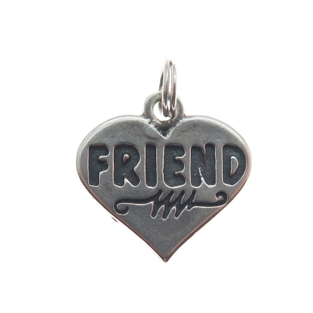 SUNDANCER 925 Sterling Silver Vintage Friend Heart Minimalist Charm Pendant