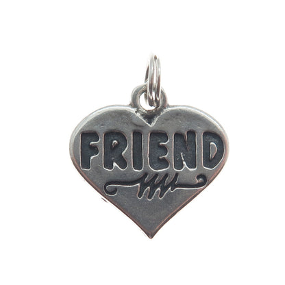 SUNDANCER 925 Sterling Silver Vintage Friend Heart Minimalist Charm Pendant