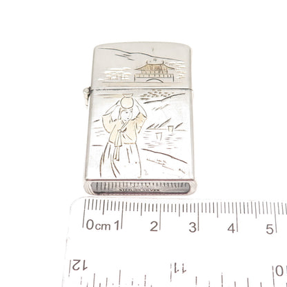 925 Sterling Silver 2-Tone Antique Japan Osan Air Base Zippo Lighter Case