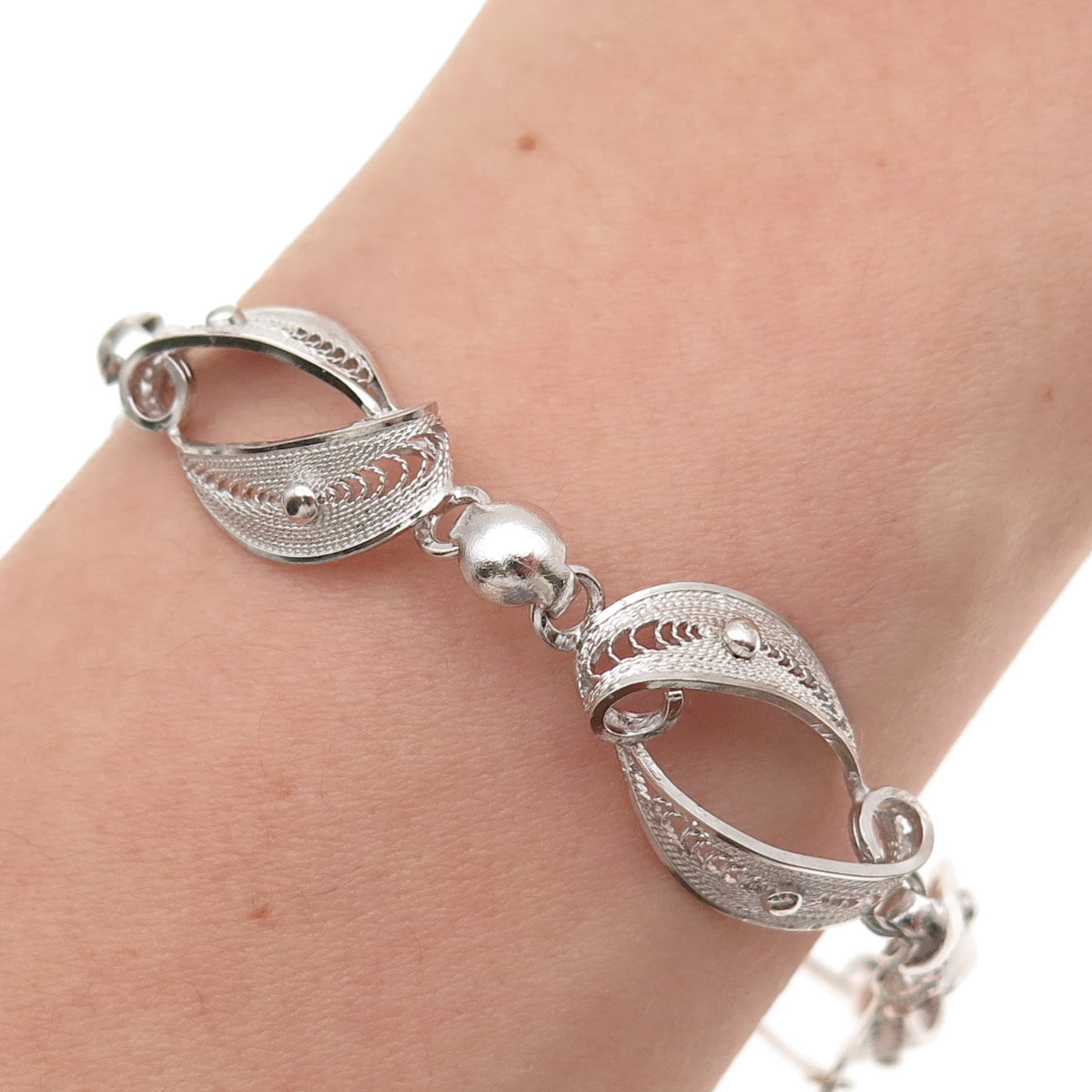 Sorrento 925 Sterling Silver Vintage Filigree Bracelet 7"
