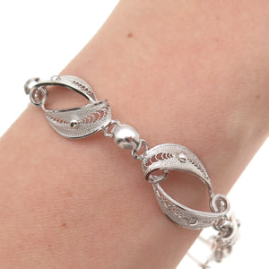 Sorrento 925 Sterling Silver Vintage Filigree Bracelet 7"