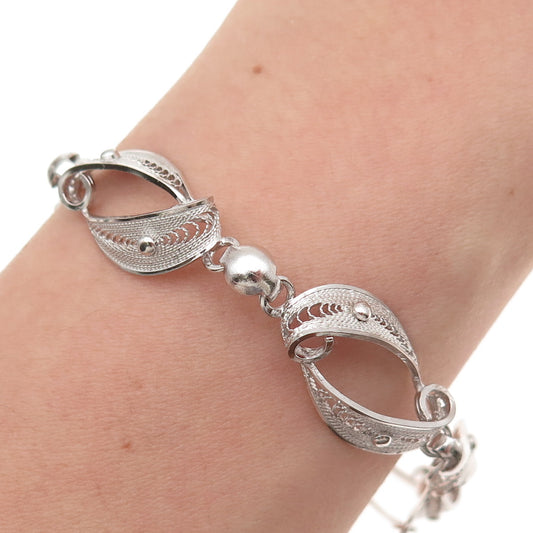 Sorrento 925 Sterling Silver Vintage Filigree Bracelet 7"