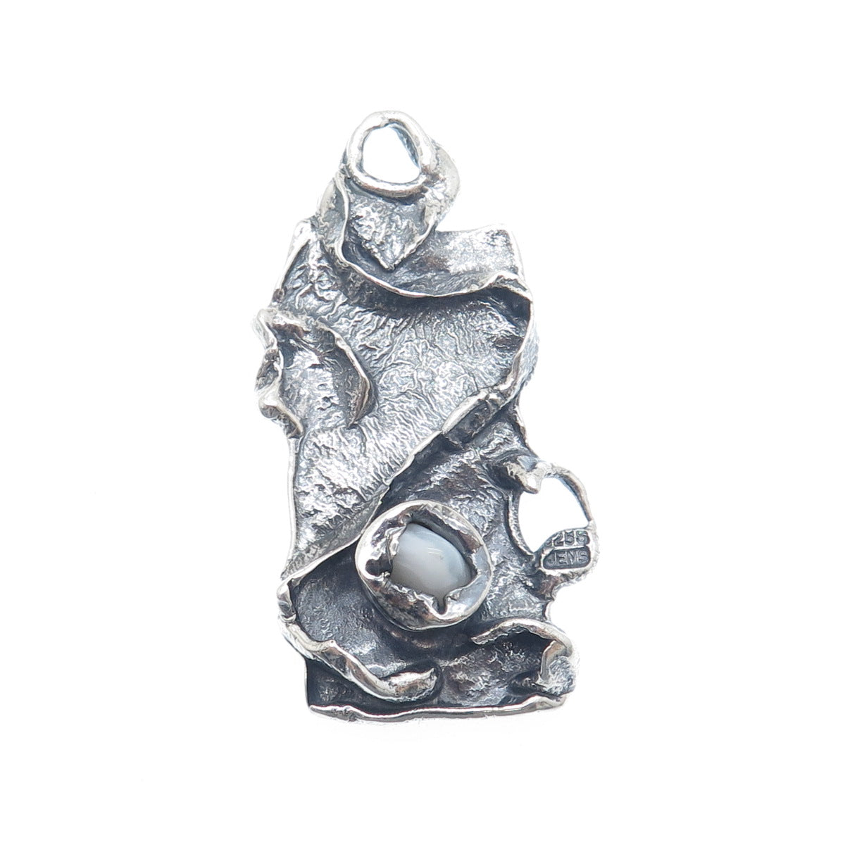 JENS PETER CLAUSEN GUDJONSSON Sterling Vintage Iceland Agate Brutalist Pendant