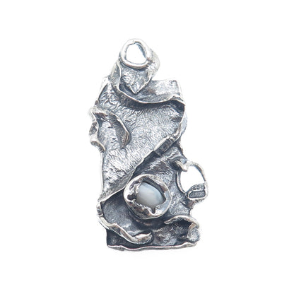 JENS PETER CLAUSEN GUDJONSSON Sterling Vintage Iceland Agate Brutalist Pendant