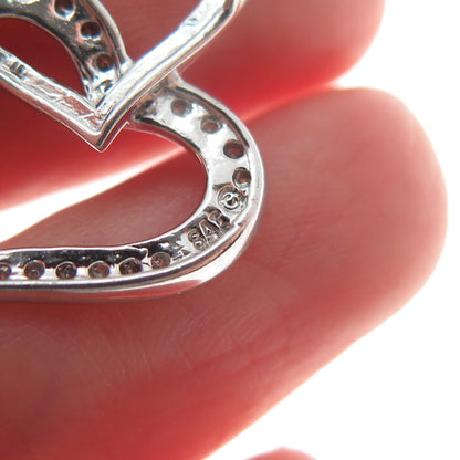 925 Sterling Silver Real Diamond Interlocked Couple Heart Minimalist Pendant