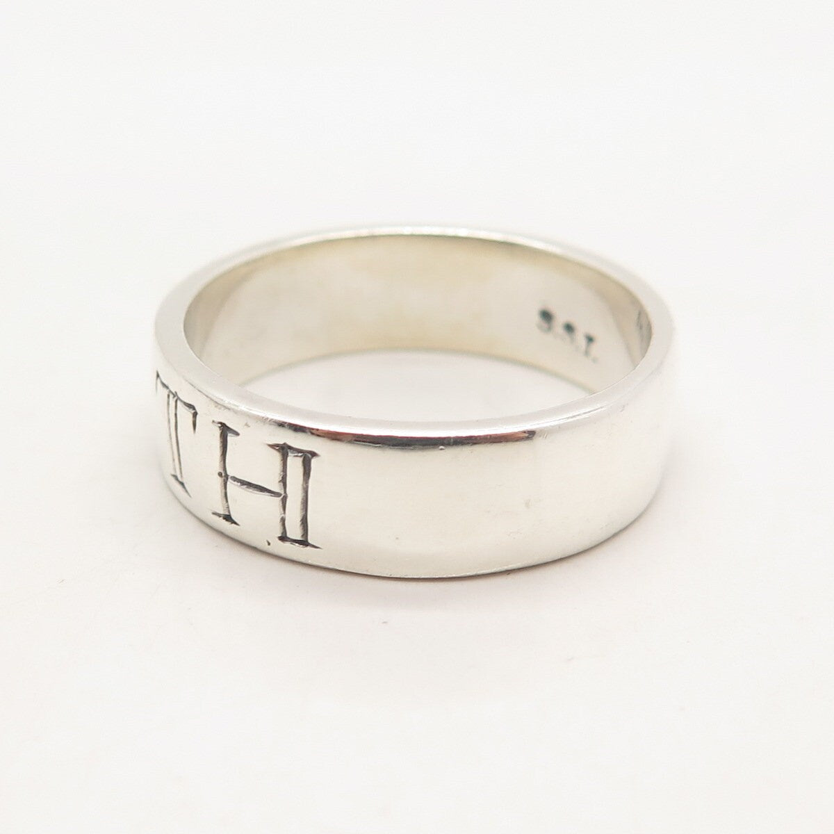 925 Sterling Silver Vintage S.S.I "Faith" Band Ring Size 12.5