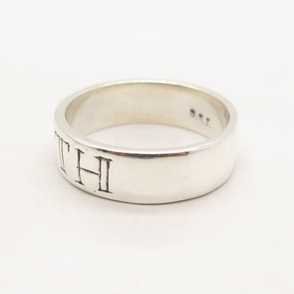 925 Sterling Silver Vintage S.S.I "Faith" Band Ring Size 12.5