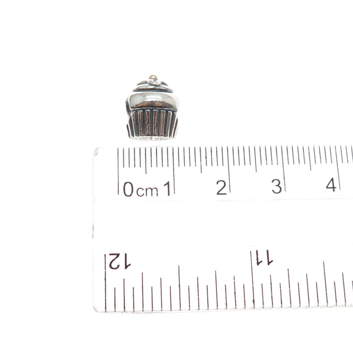 PANDORA 925 Sterling Silver & Gold Sweet Cupcake Slide Bead Charm