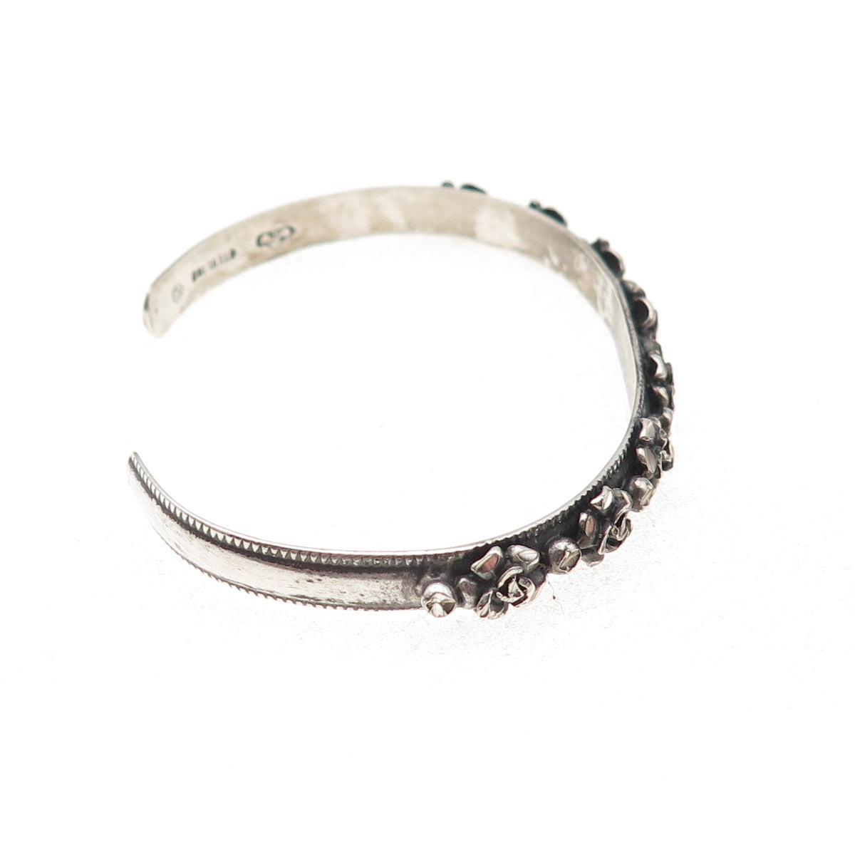 Silver Cloud Old Pawn 925 Sterling Vintage Rose Flower Adjustable Bracelet 5.75"