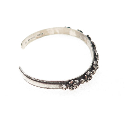 Silver Cloud Old Pawn 925 Sterling Vintage Rose Flower Adjustable Bracelet 5.75"