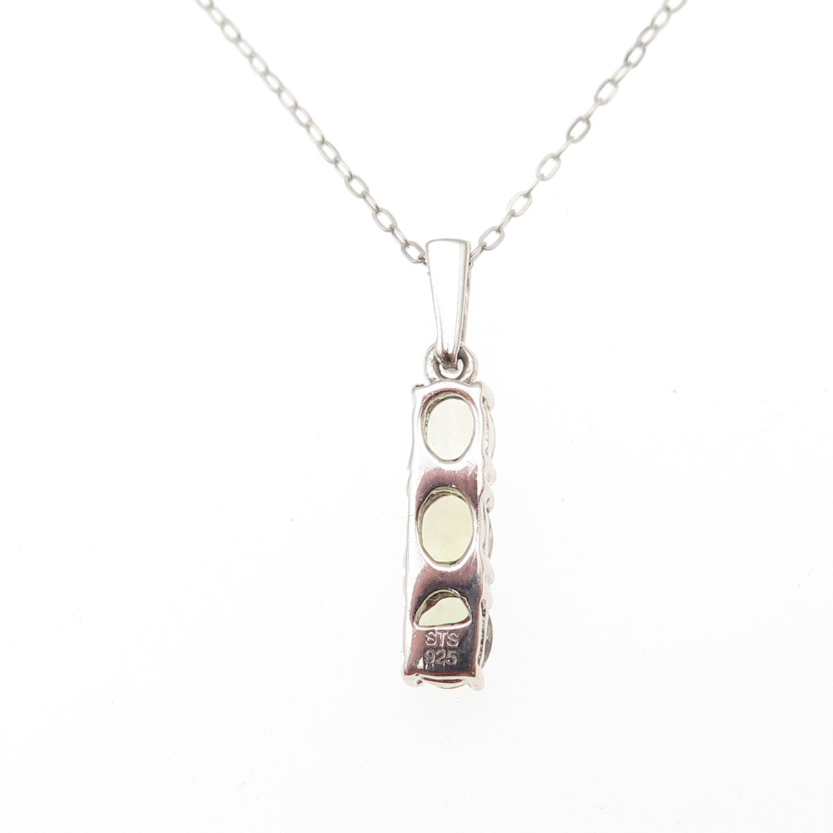 Chuck Clemency 925 Sterling Silver Real Green Amethyst Cable Chain Necklace 20"