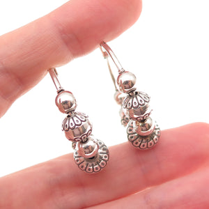 Carolyn Pollack Old Pawn 925 Sterling Silver Vintage Navajo Pearls Hoop Earrings