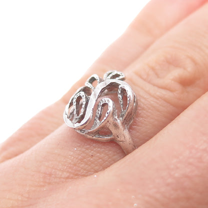 925 Sterling Silver Vintage Swirl Oxidized Ring Size 7