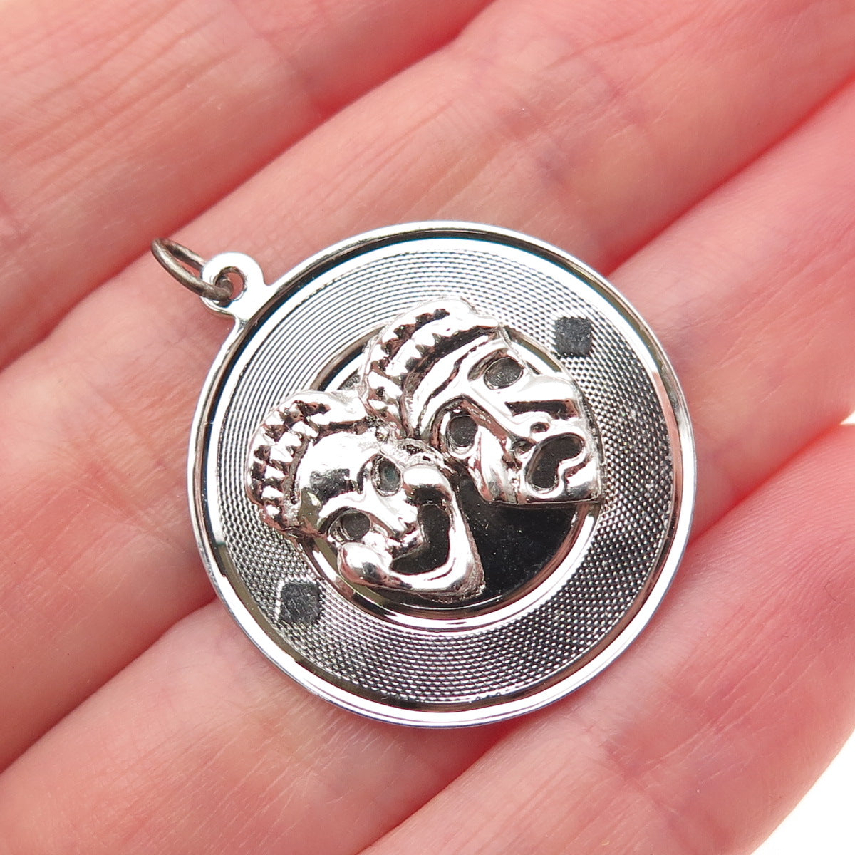 925 Sterling Silver Vintage Comedy & Tragedy Masks Charm Pendant