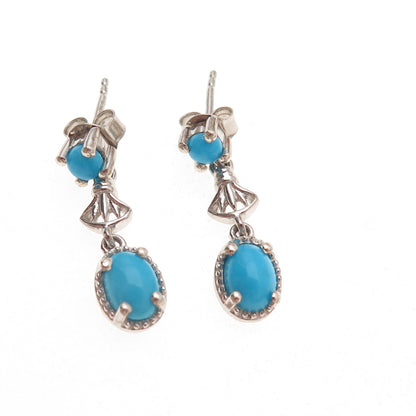 Chuck Clemency Sterling Silver Real Sleeping Beauty Turquoise Dangle Earrings