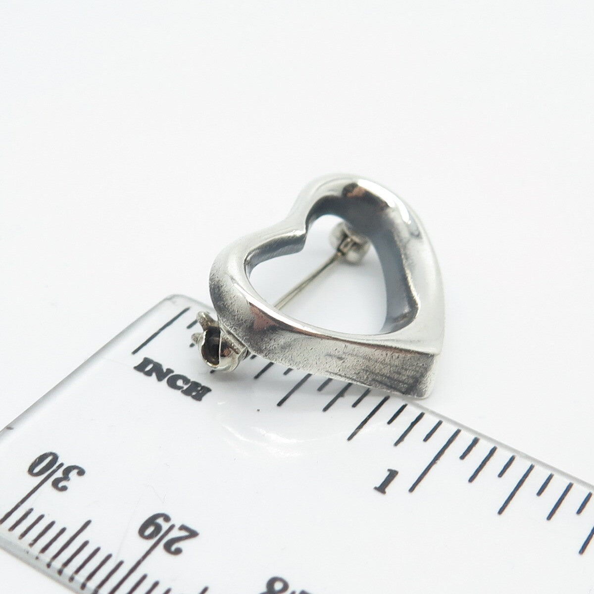 925 Sterling Silver Vintage Mexico Open Heart Pin Brooch