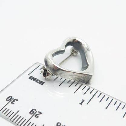925 Sterling Silver Vintage Mexico Open Heart Pin Brooch
