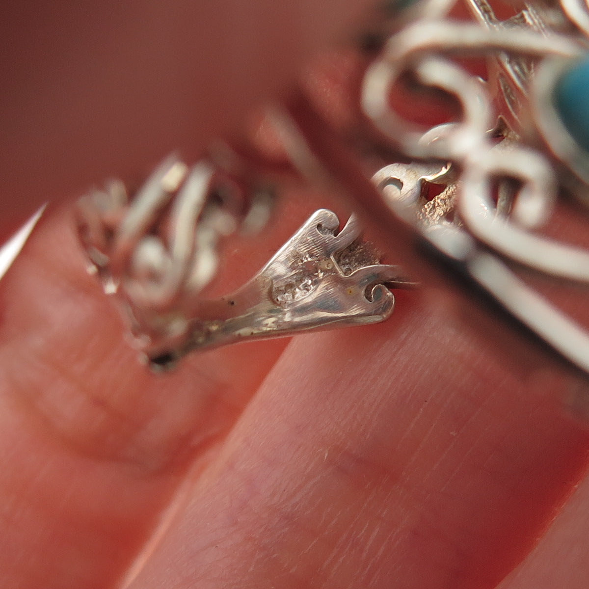 Chuck Clemency 925 Sterling Silver Real Turquoise Swirl Ring Size 7.25